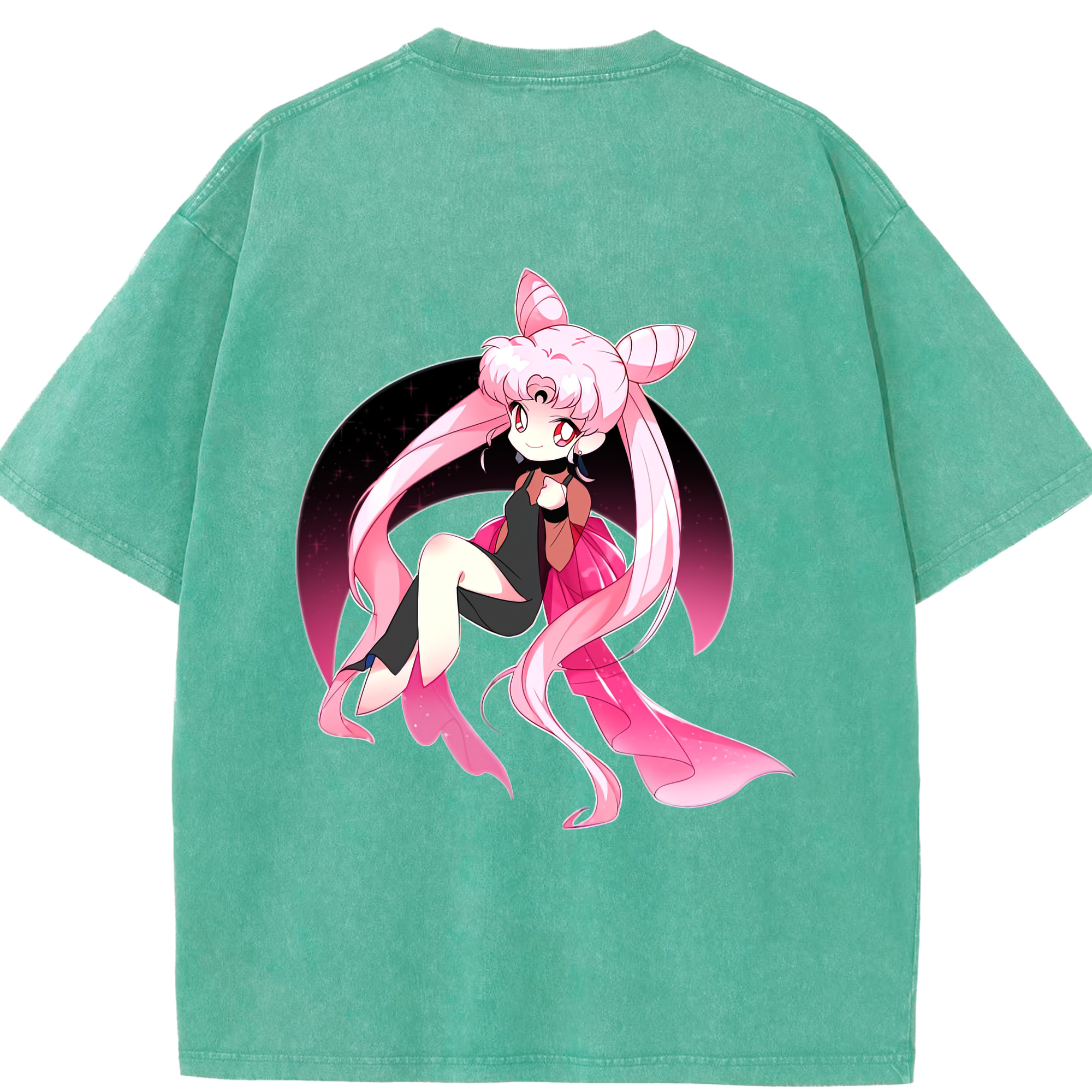 （画像用） 美少女戦士セーラームーン ちびうさ Sailor Moon Chibiusa Tsukino Usagi Small Lady Serenity 綿100% ヴィンテージ風 半袖Tシャツ（背面プリント）